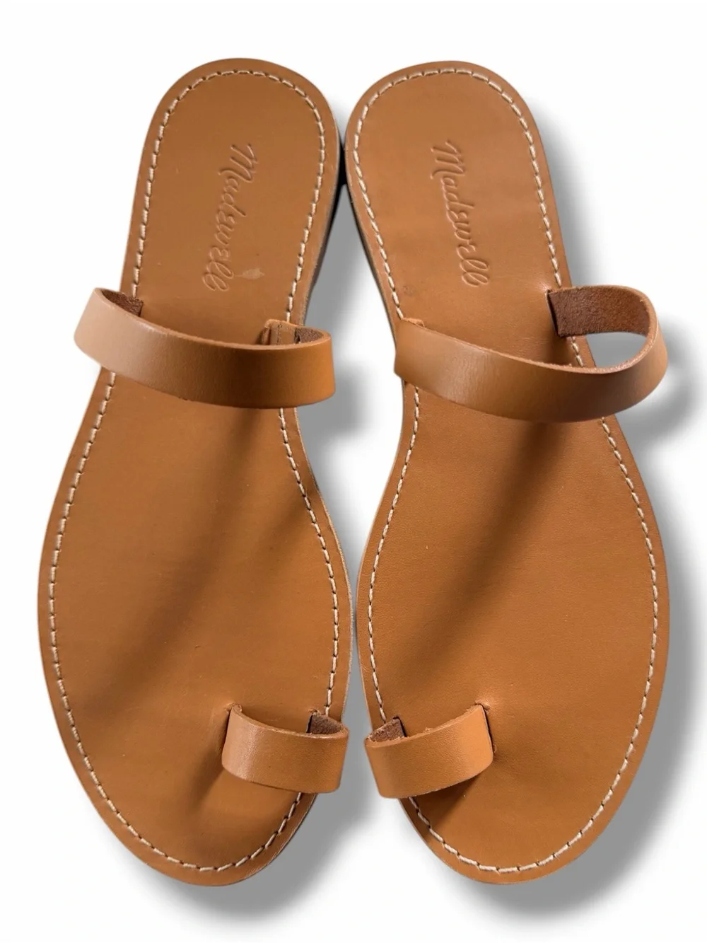 Madewell The Boardwalk Bare Slide Leather Sandal Shoes Size 9 in Desert Camel